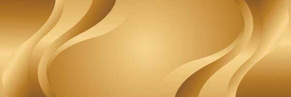 Abstract gold metallic wave design, banner background vector