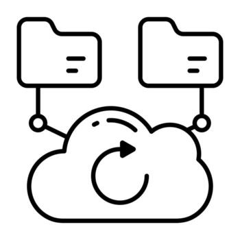 un icono lineal diseño de nube carpetas vector