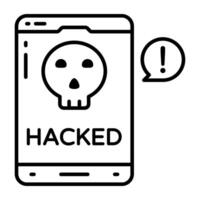 Creative Linear design icon of mobile hacked vector