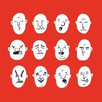 set of cartoon bald people with different expressions vector