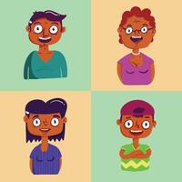 set of cartoon indian family vector