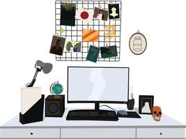illustration of a computer desk vector