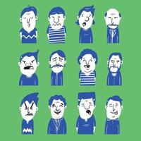 set of cartoon people with different expressions vector