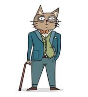 cool business cat wearing a suit vector