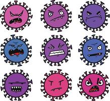 set of cartoon evil virus with angry faces vector