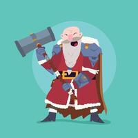 Santa Claus with medieval armor vector
