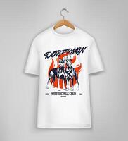 Doberman Motorcycle Club t-shirt design vector