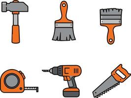 diy icon set yellow grey pack vector