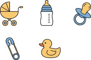 baby color icon set pack vector