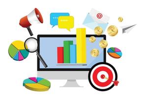 Business Plan Concept, Startup Project Work, Computer and Internet Communication, social media, design. vector