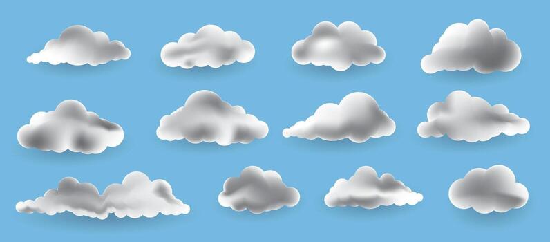 clouds set isolated on a blue background vector