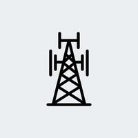 Simple black line icon of a telecommunications tower with antennas against a light gray background vector