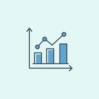 Simple flat design bar chart with line graph showing upward trend vector