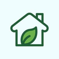 Green leaf inside a simple house outline symbolizing eco friendly living vector