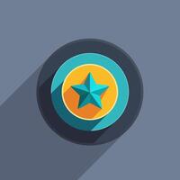 Stylized blue star emblem with yellow and teal circles on a muted gray background vector
