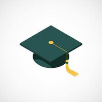Stylized graduation cap with yellow tassel on a white background vector