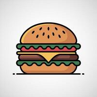 Stylized illustration of a classic cheeseburger with lettuce tomato and sesame seed bun vector