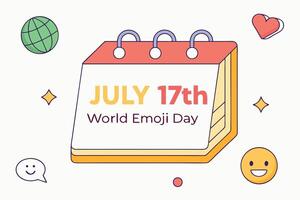 World Emoji Day Calendar Illustration with Smiley Face Heart and Globe vector