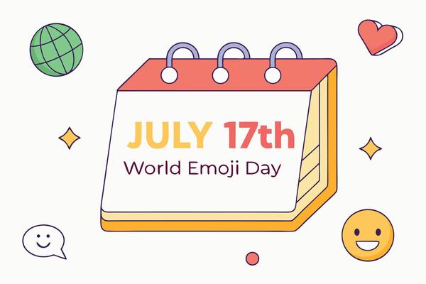 World Emoji Day Calendar Illustration with Smiley Face Heart and Globe