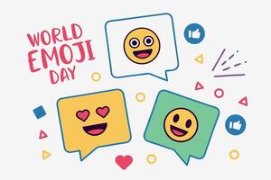 World Emoji Day Illustration with Speech Bubbles and Smiley Faces vector