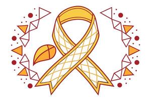 A ribbon with a leaf and a leaf in the middle vector