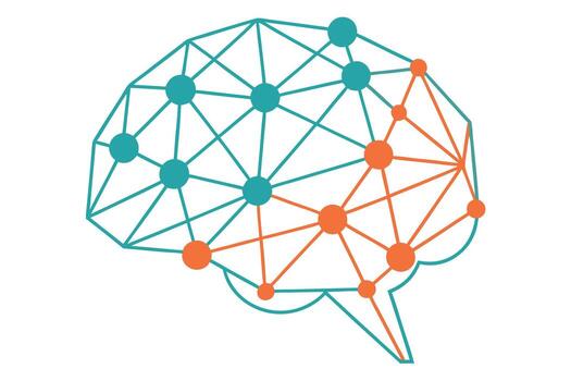 el cerebro es mostrado con puntos y líneas vector