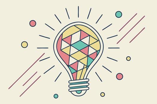 A light bulb with geometric shapes on it vector