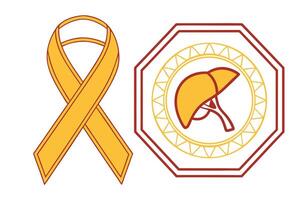 A yellow ribbon and a gold ribbon vector