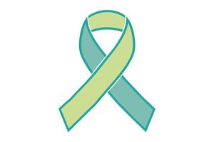 A green and blue awareness ribbon on a white background vector