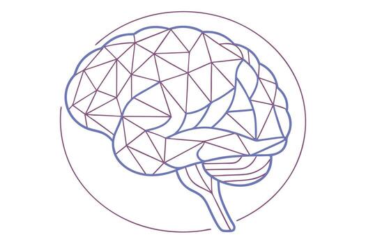 A brain with a geometric pattern on it vector