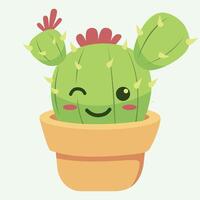 Cute Cartoon Character Chibby green Cactus vector