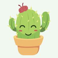 Cute Cartoon Character Chibby Cactus vector