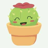 Adobe Illustrator ArtwoCute cartoon succulent smiling summer characters prickly cacti FLa set collection. Mexican desert plants blooming flowers. Childish nursery greenery foliagerkt Design vector