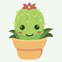 Cute Cartoon Character Chibby Cactus on pot vector