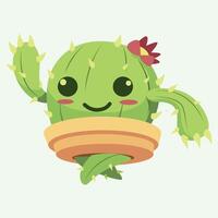 Cute Cartoon Character Chibby walking Cactus vector