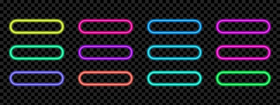 neón icono botón paquete con brillante fronteras vector