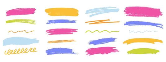 Charcoal pencil underline and scrawl lines. Rough grunge strokes, wavy and straight elements. vector