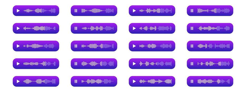 audio jugador interfaz con sonido ola visualización. forma de onda modelo para música jugador, podcasts, móvil voz mensaje, transmisión vector