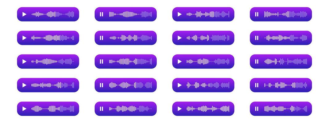 Audio player interface with sound wave visualization. Waveform pattern for music player, podcasts, mobile voice message, streaming