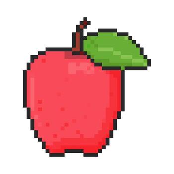8 bit apple icon. Pixel art object. Old school computer graphic style vector