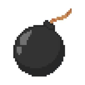 8 bit bomb icon. Pixel art object. Old school computer graphic style vector