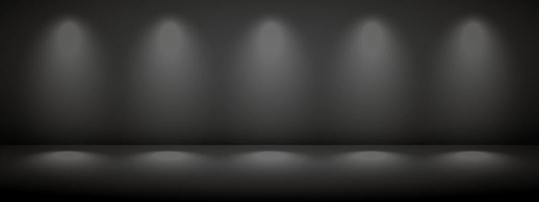Limbo black background with light shadow. Abstract studio gradient bg. Modern banner with empty space for advertising text.