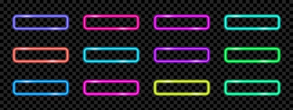 futurista neón redondeado botones con brillante efecto. vector