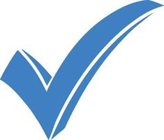 Blue check mark symbol with white highlights on a white background checkmark tick vector