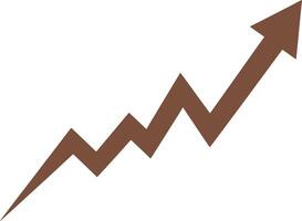 Brown jagged line graph arrow pointing upwards on white background chart vector