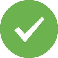 Green circle with white check mark symbol tick vector