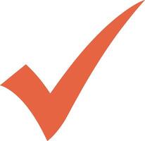 Orange Check Mark Symbol on White Background correct approved vector