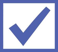 Blue check mark inside a square frame with white background tick approved vector