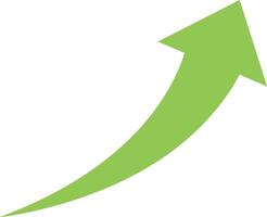 Green arrow pointing upwards on a white background growth progress vector