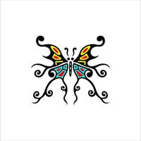 butterfly illustration with a beautiful color combination of turquoise blue and yellow with a white background vector